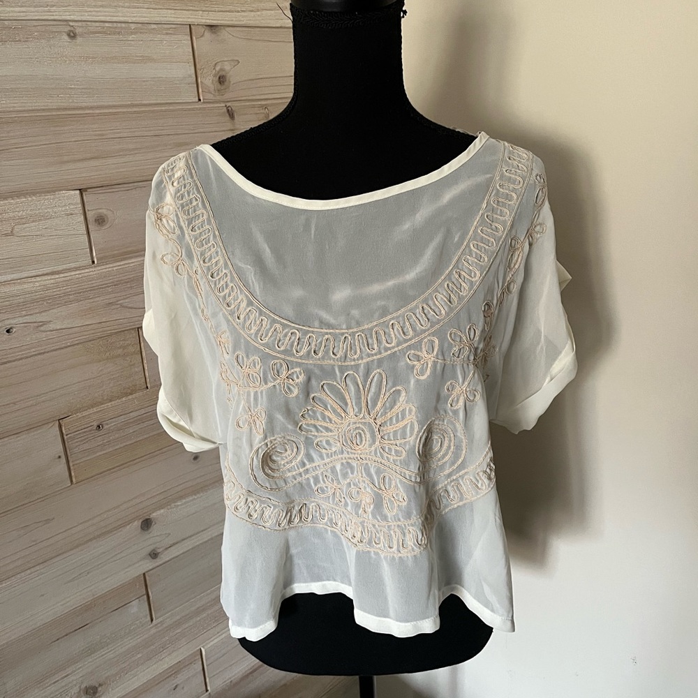 Boho Embroidered Sheer Blouse